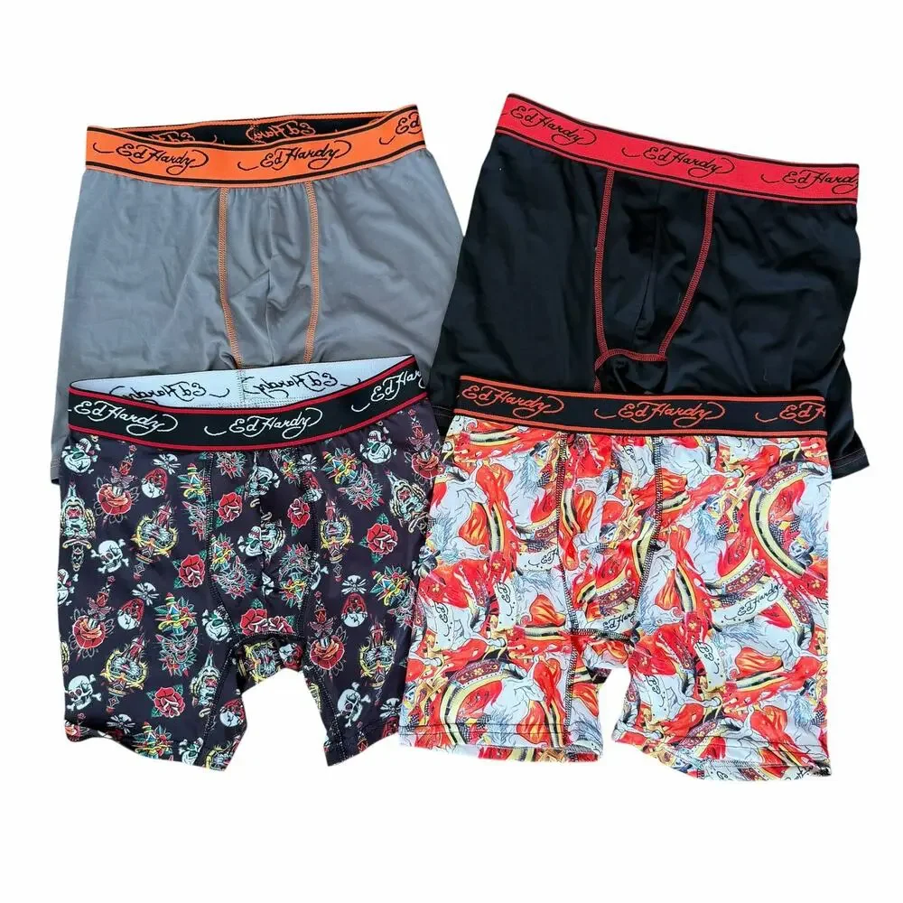Ed Hardy Lot of 4 Boxer Briefs Sz S